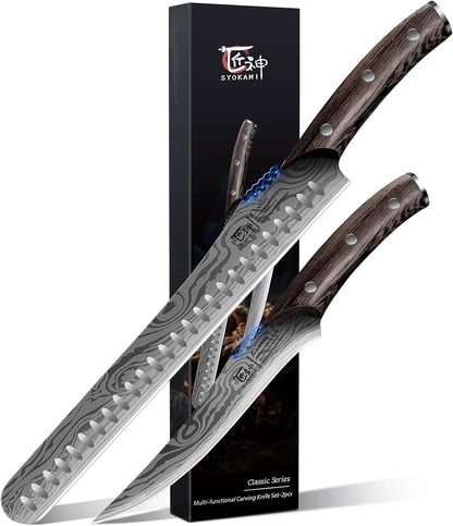 Brisket Slicing Knife Set, Carving and Boning Knife for Meat & Turkey Cutting, Japanese Style High
