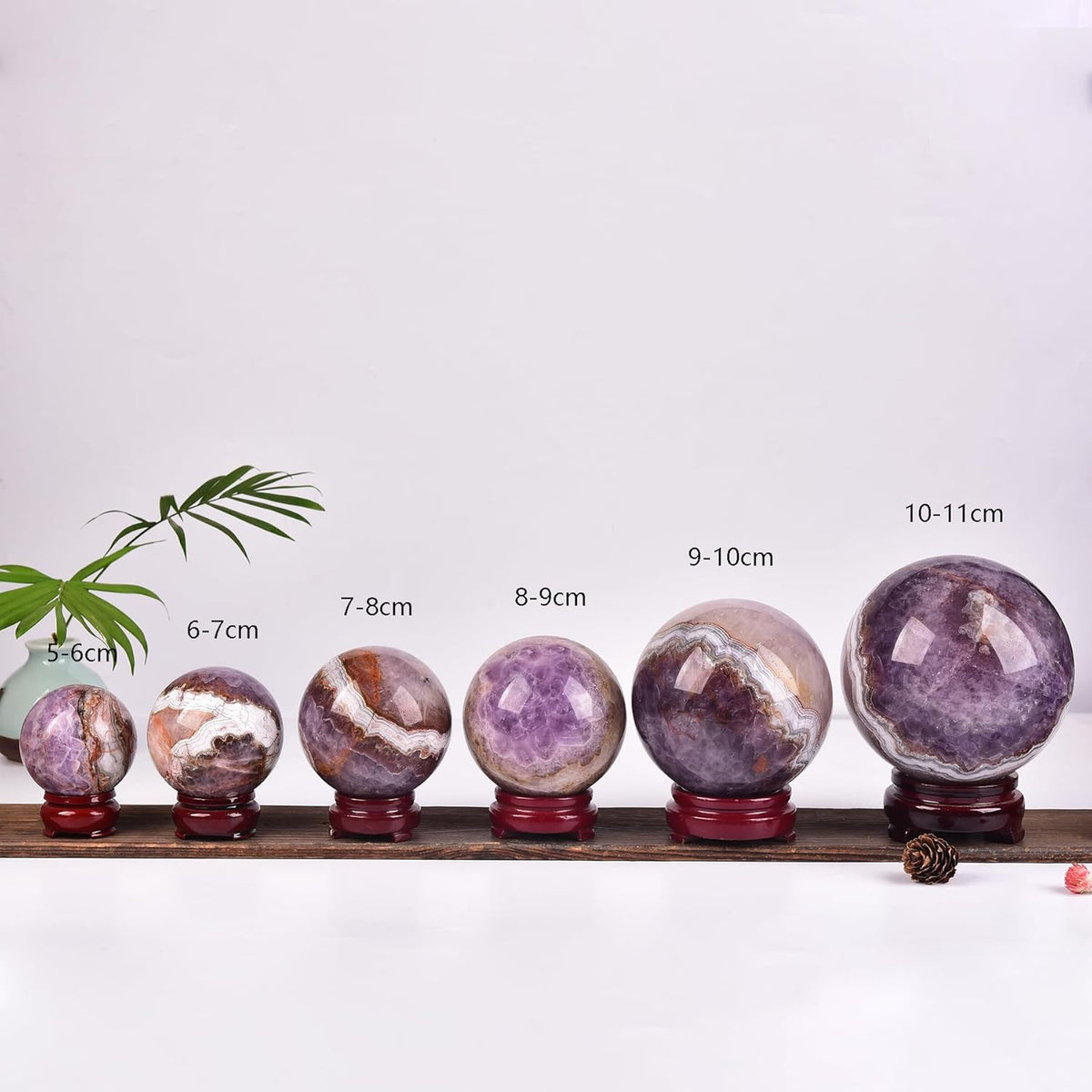 JIC Gem Large Amethyst Healing Crystal Sphere with Stand Amethyst Agate Crystal Decorative Ball for