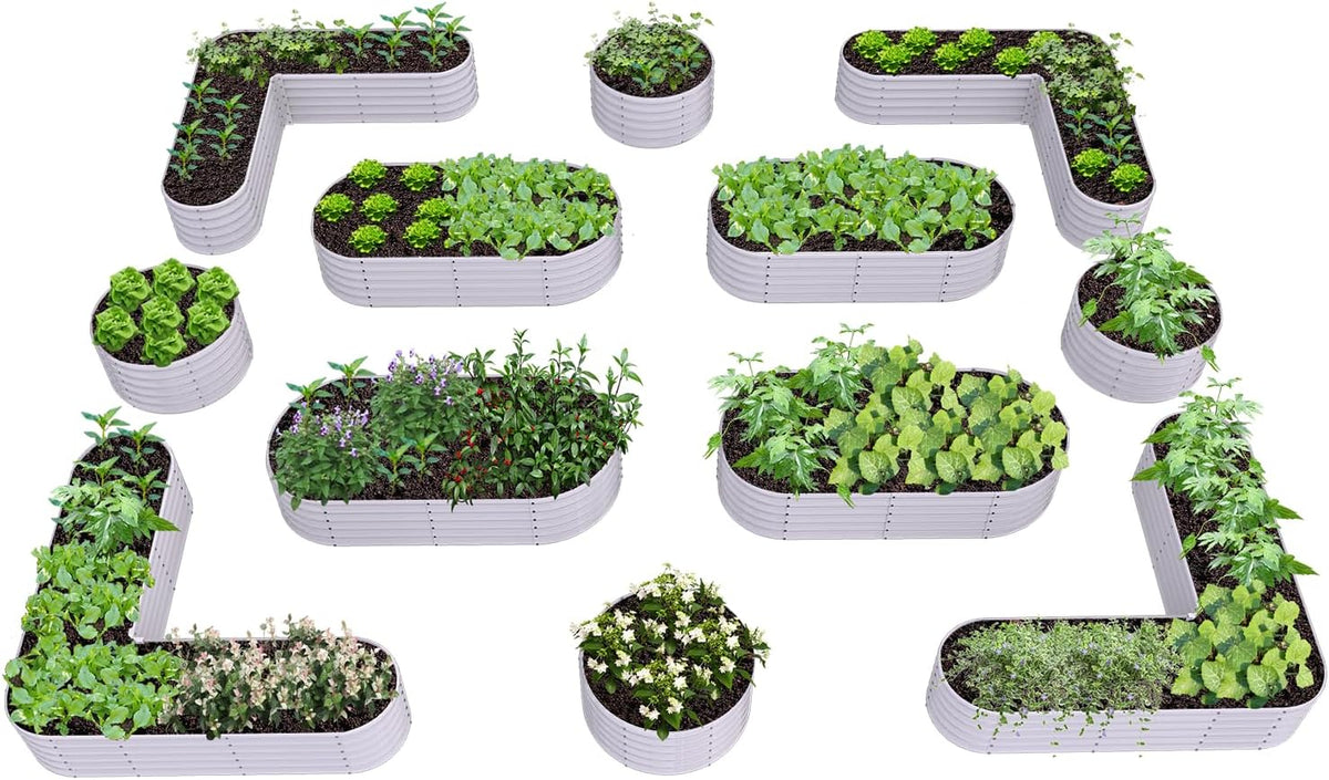 A ANLEOLIFE 12-Pack 4X4X1.5ft & 6X2X1.5ft & 81x81x18 in Deep Root Galvanized Raised Garden Beds