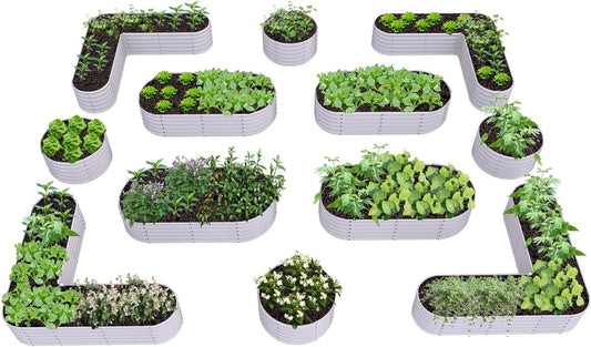 A ANLEOLIFE 12-Pack 4X4X1.5ft & 6X2X1.5ft & 81x81x18 in Deep Root Galvanized Raised Garden Beds