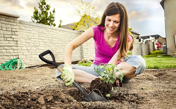 VNIMTI Shovel for Digging, Round Small Shovel with Wooden D-Handle, Metal Garden Shovel for