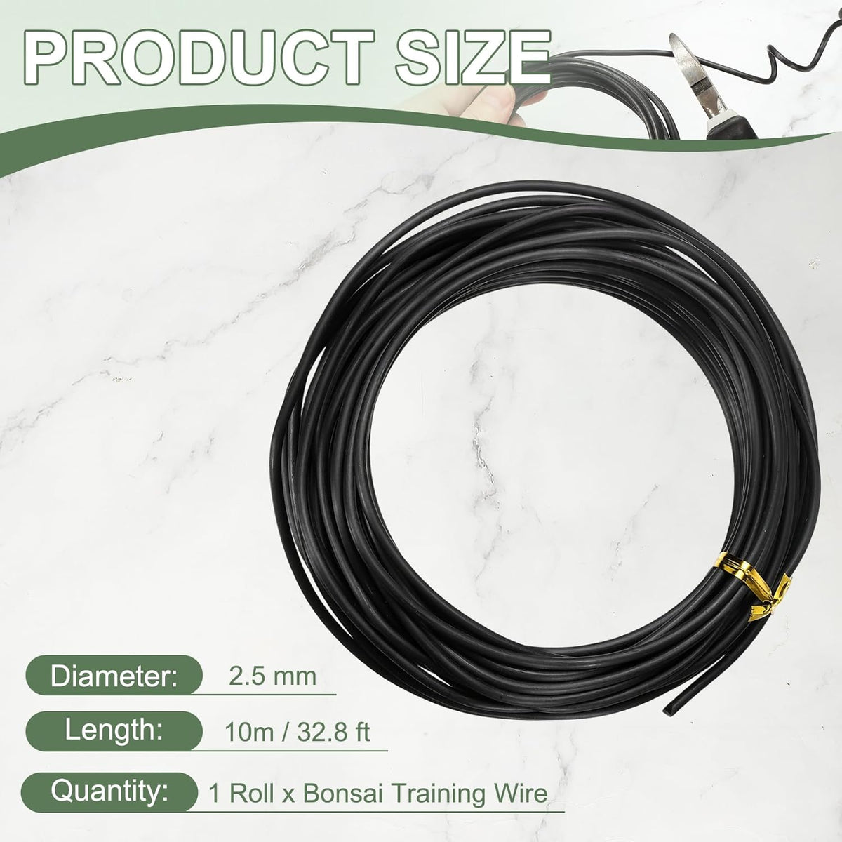Bonsai Training Wire, 2.5mm x 32.8 ft Anodized Aluminum Floral Plant Training Wire Bendable Metal