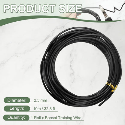 Bonsai Training Wire, 2.5mm x 32.8 ft Anodized Aluminum Floral Plant Training Wire Bendable Metal
