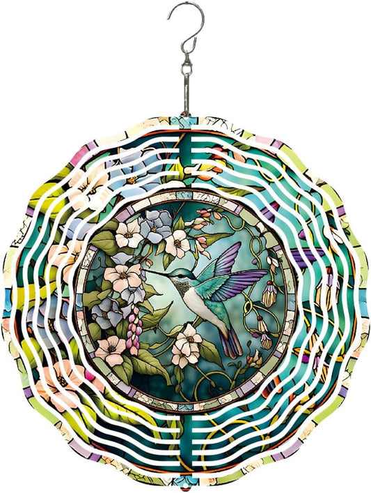 Hummingbird Metal Wind Spinners Outdoor, 3D Hanging Garden Decor for Women Mom Grandma, 25cm/