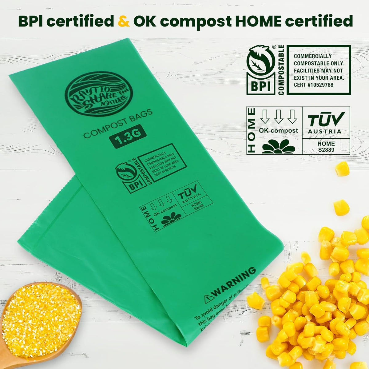 Compost Bags 1.3 Gallon,100 Count,Compostable Small Trash Bags for Kitchen Countertop Compost Bin