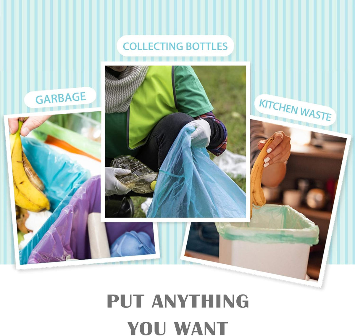 8 Gallon 330 Counts Strong Trash Bags Garbage Bags by Teivio, Bathroom Trash Can Bin Liners