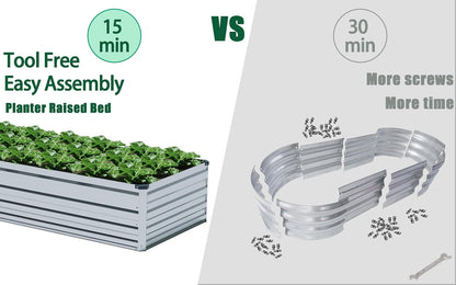 10×3×1FT(2PCS) Galvanized Raised Garden Bed Kit, Metal Planter Boxes，Large Outdoor Planters Garden