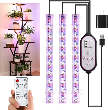 7.8'' LED Grow Light Strips, Grow Lamps for Indoor Plants Full Spectrum, Plant Light with 4/8/12H