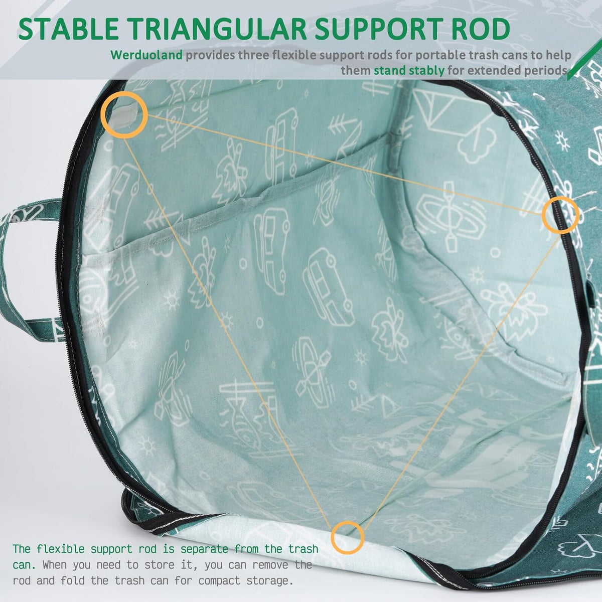 1 Pcs 30 Gallon Collapsible Trash Can Portable Waterproof Reusable with Zippered Lid for RV's