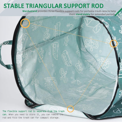 1 Pcs 30 Gallon Collapsible Trash Can Portable Waterproof Reusable with Zippered Lid for RV's