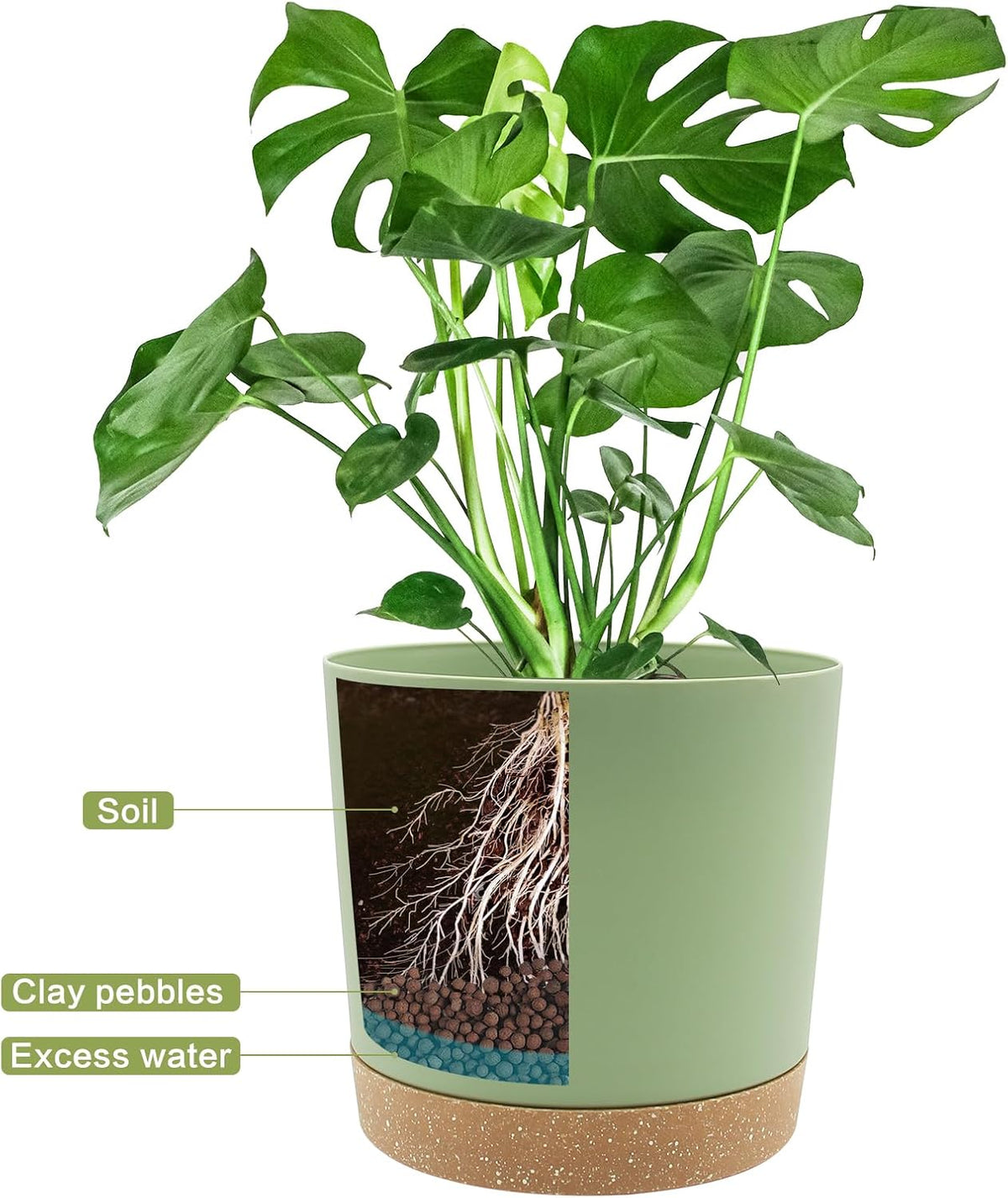 QCQHDU 6.5 inch Plant Pot, 2 Pack Planters for Indoor Plants with Drainage Holes & Saucer, Outdoor