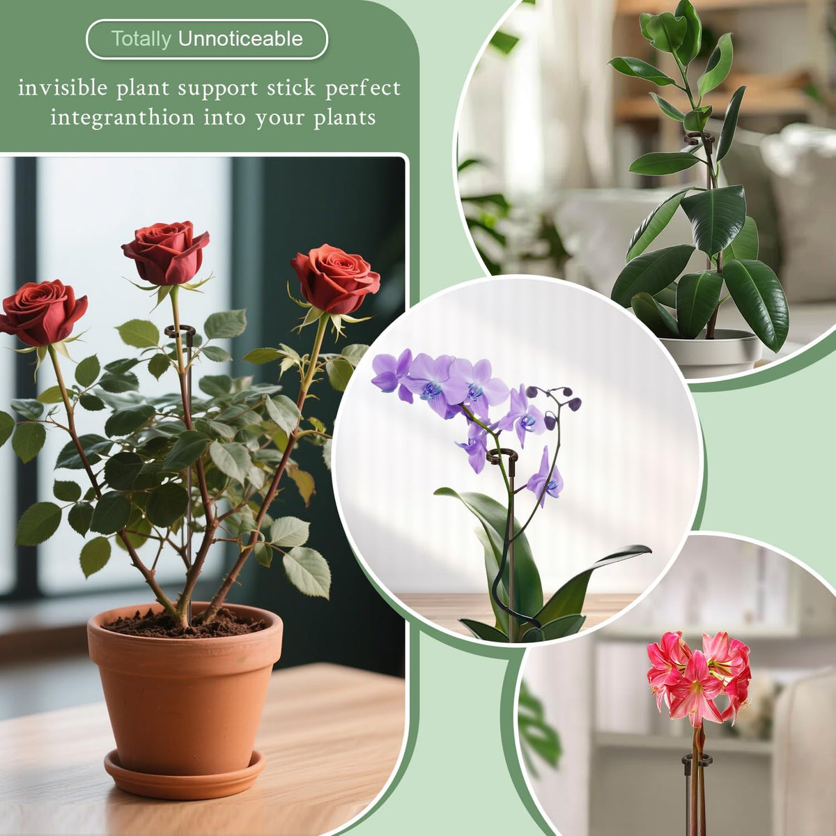 Invisible Orchid Sticks 17 inch &11 inch SupKing 16Pcs Plant Stakes with Clips for Support Small