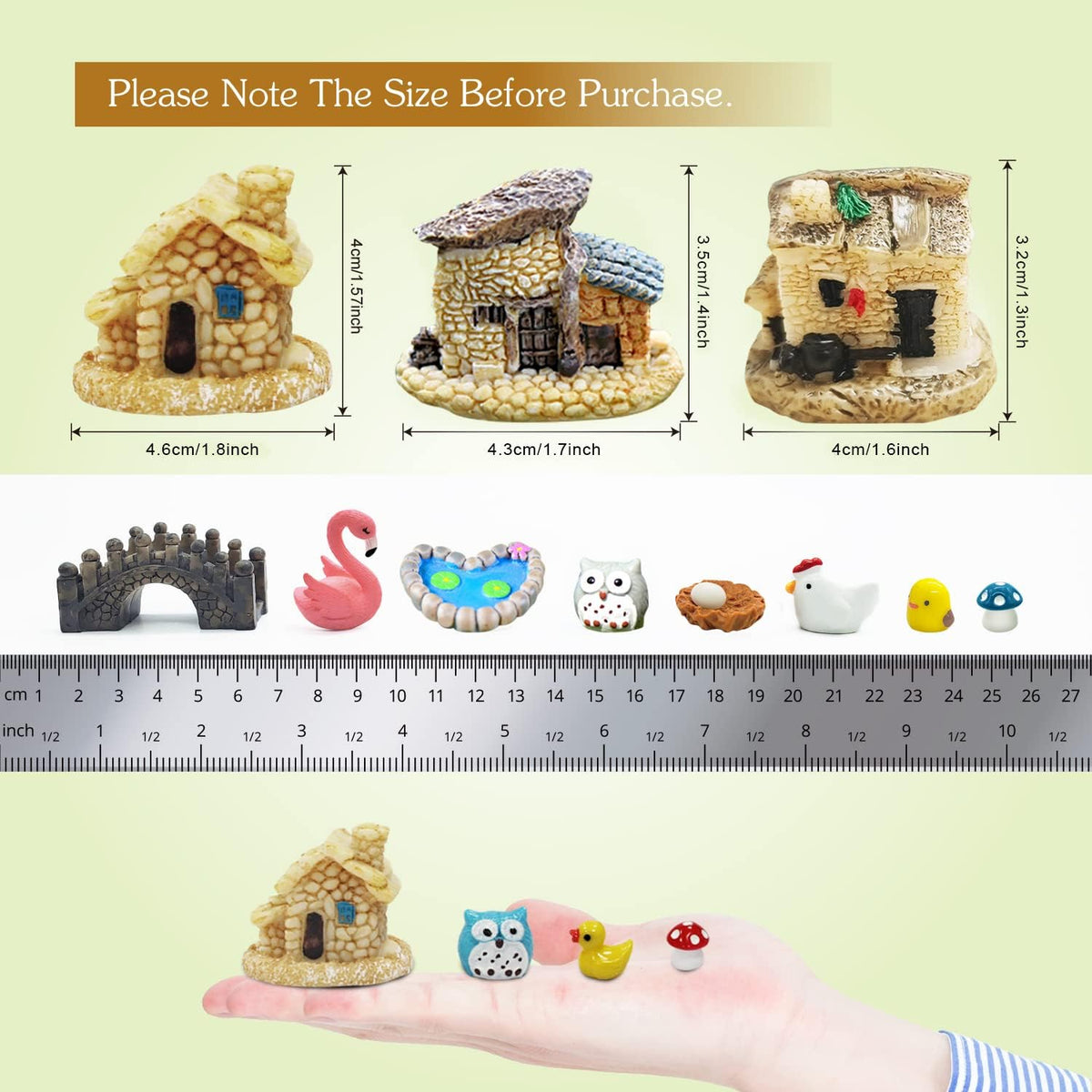 Dracarys Selected 50 Pieces Fairy Garden Accessories, Animals, Miniature Figurines, Micro Landscape