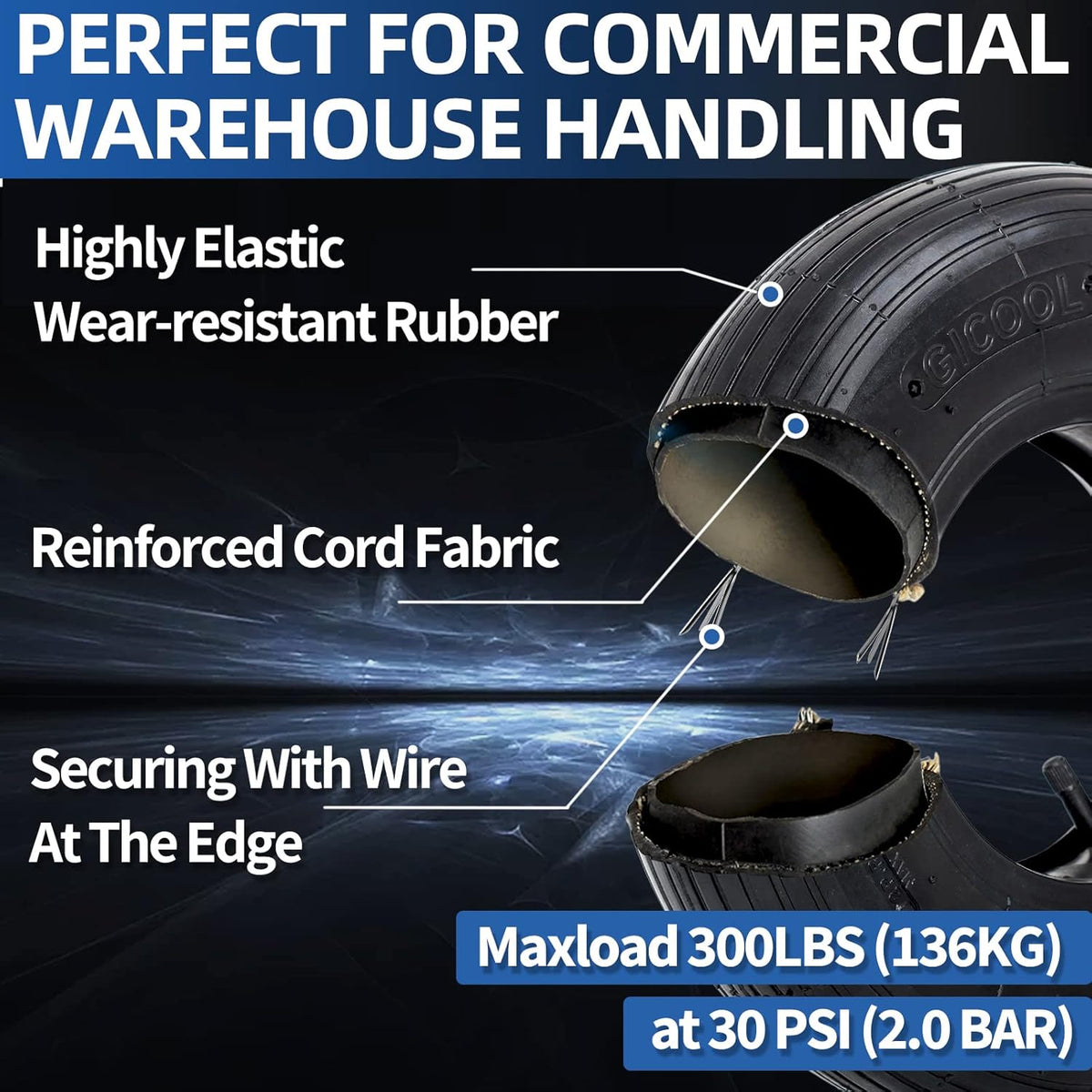 4.00-6 Tire and Wheel, 13" Wheelbarrow Pneumatic Tire, 5/8" & 3/4" Bearings, 1.75-6" Centered
