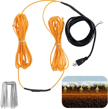 Adnee 59Ft Thermostatic Soil Heating Cable,Rubber Heating Warming Cable with Thermostat and Ground