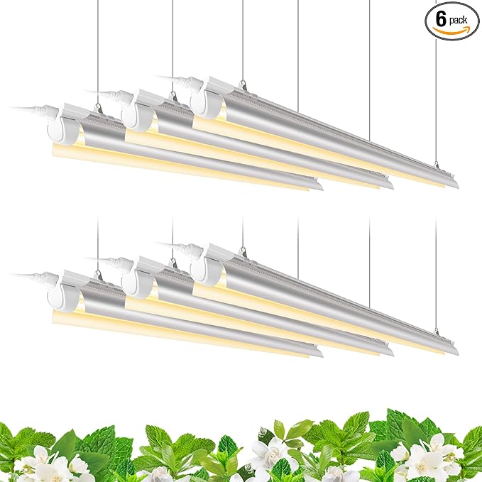 Barrina Plant Grow Light, 252W(6 x 42W, 1400W Equivalent), Full Spectrum, LED Grow Light Strips, T8