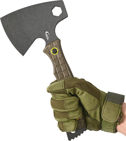 C1393 Camping Hatchet Survival Axe,DC53 Steel Blade with Micarta Handle Multitool Axe Hex Wrenches