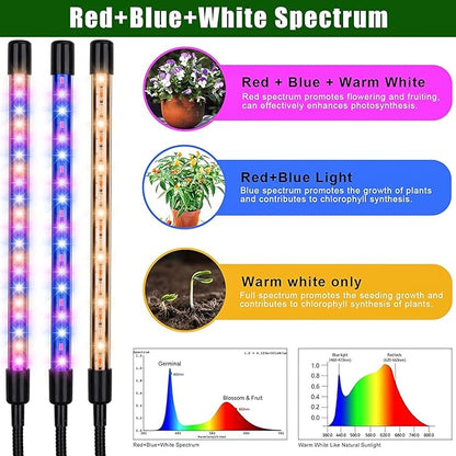 Grow Lights for Indoor Plants,5 Heads Red Blue White Full Spectrum Plant Light with 15-60"