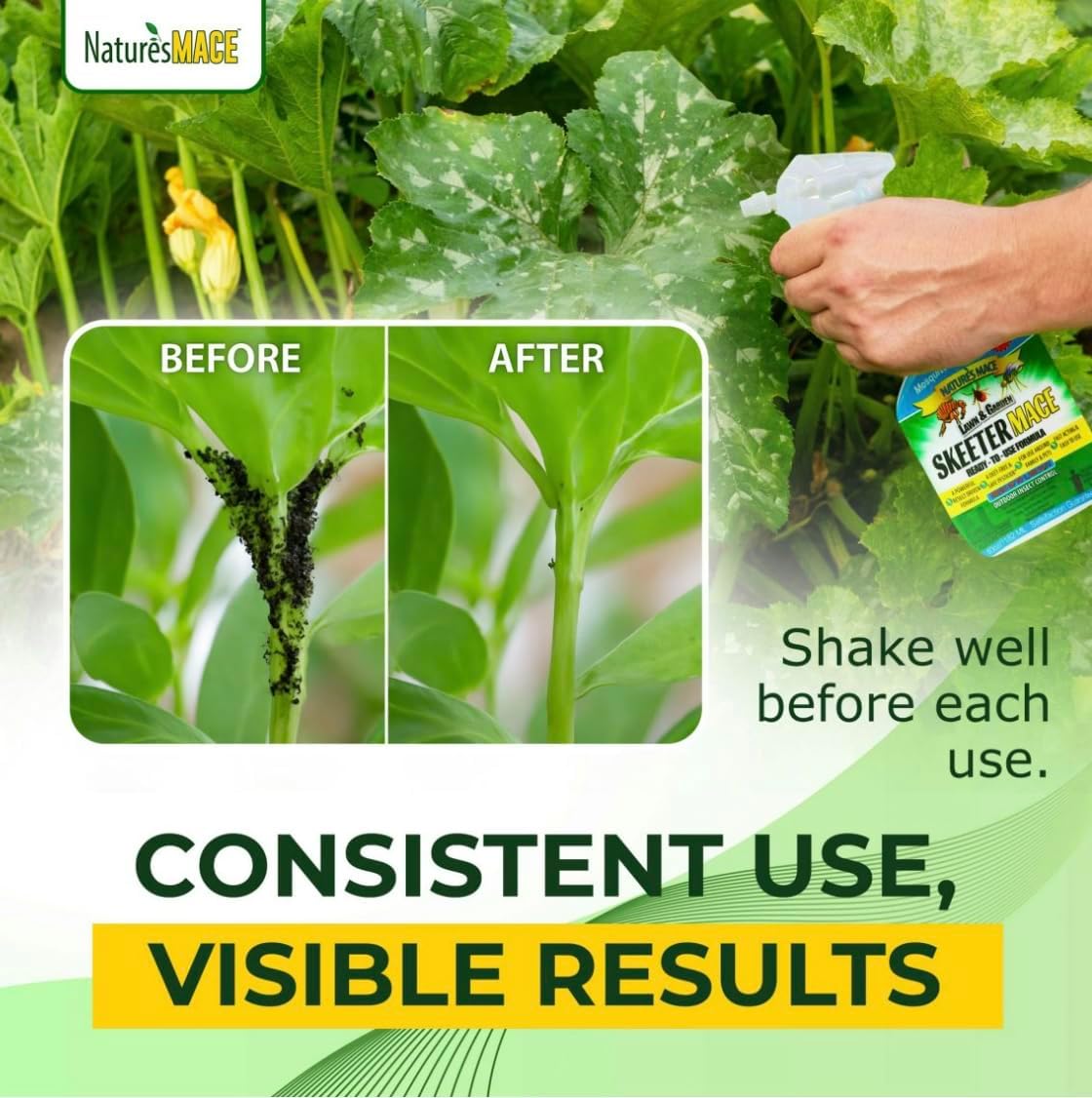 Nature’s MACE Outdoor Pest Repellent Spray – Kills & Repels Multiple Insect Types – Treats Lawns
