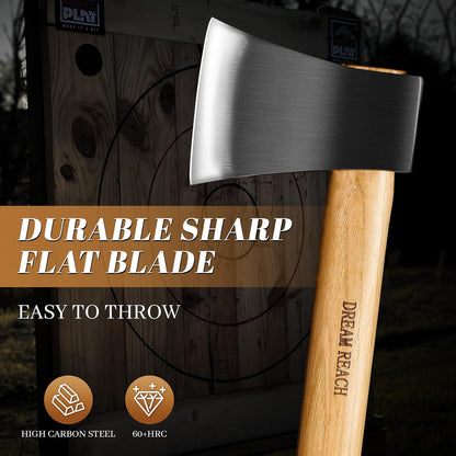 Dream Reach Throwing Axe Set - 2 PCS Professional Hatchets with Wooden Handle, 20.5" Hand Forged