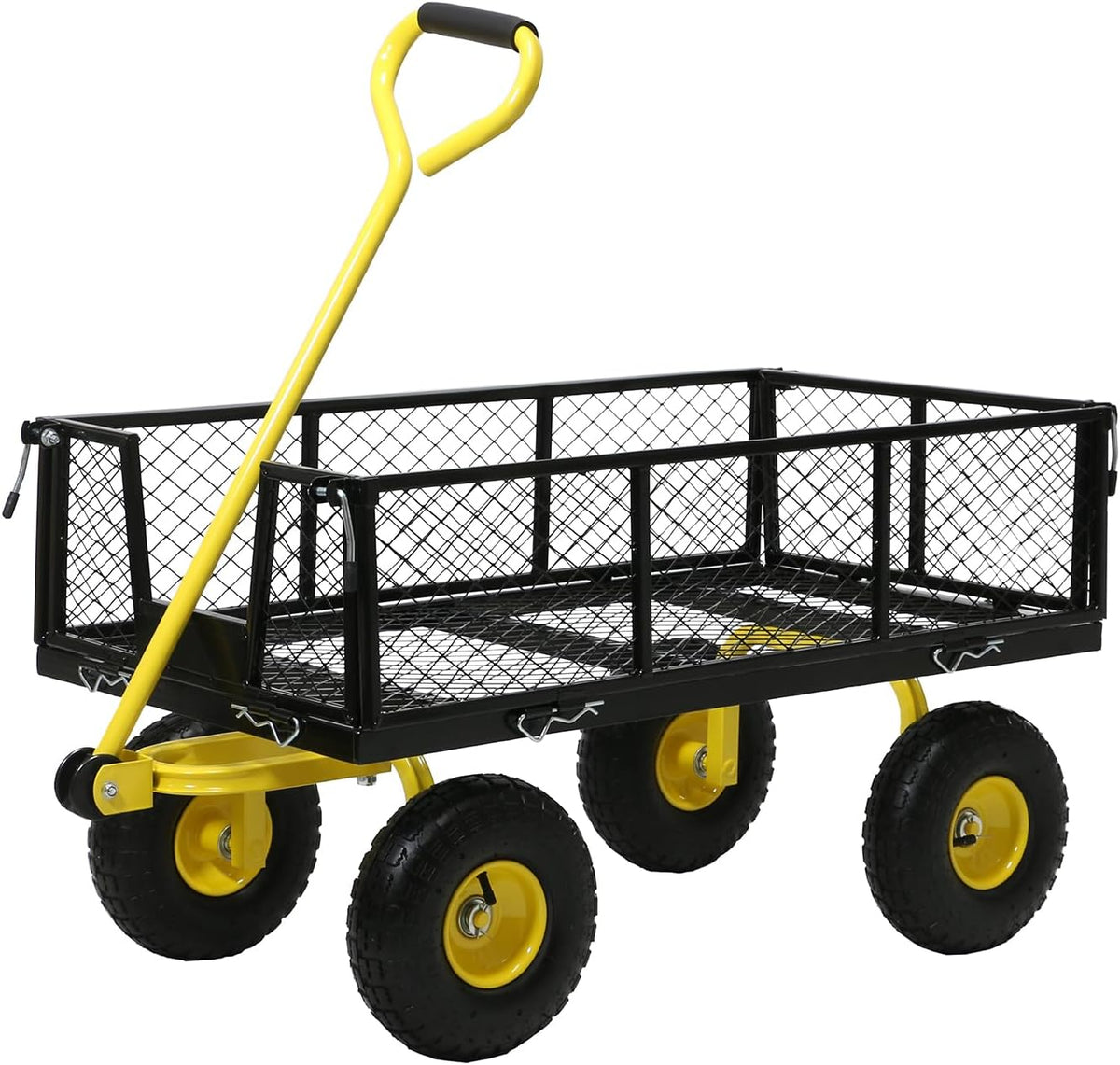 Steel Garden Cart, 2-in-1 Heavy Duty Utility Wagon 900 LBS Capacity Carts with Removable Mesh Sides