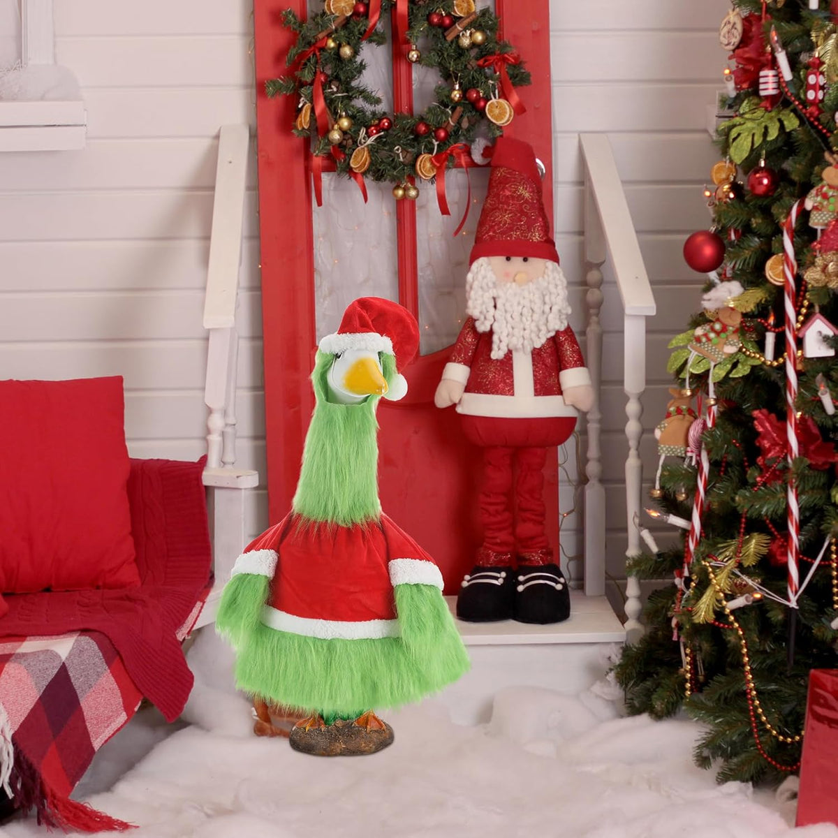 Cozypower Christmas Porch Goose Outfits Clothes for Plastic 23'' Cement Goose Duck Lawn Yard