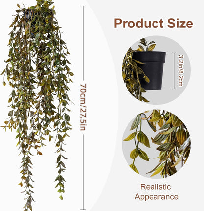 Artificial Hanging Plant 2 Pcs Faux Plant Ivy Vine Faux Eucalyptus Vines Fake Potted Greenery for
