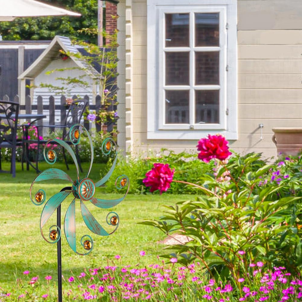 Stargarden Wind Spinner, Metal Outdoor Wind Sculptures & Spinners, Small Garden Pinwheels for Yard
