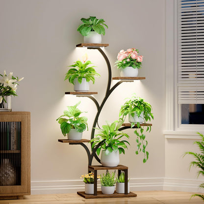 BACEKOLL Plant Stand Indoor with Grow Light, 7 Tier 49" Lighted Plant Shelf