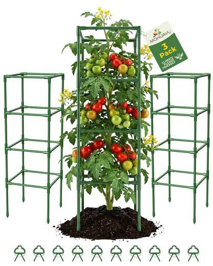 MQHUAYU 3 Pack Tomato Cages,Square Tomato Plant Stakes Support Cages Trellis for Garden Climbing