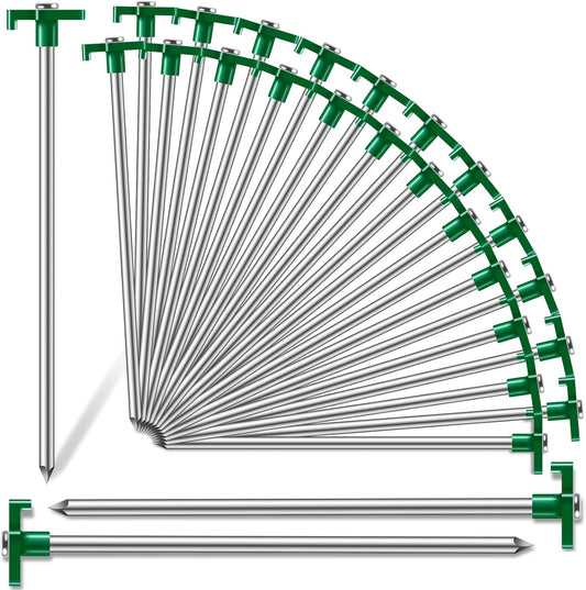 20 Pack Tent Stakes Heavy Duty, 9.84 Inch Rust-Proof Metal Tent Pegs, Ground Stakes Yard Stake for