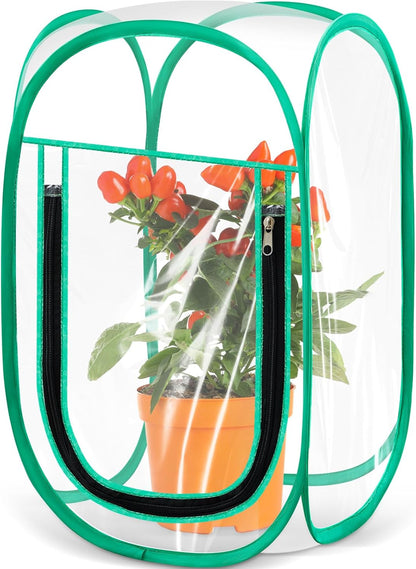Nuanchu Pop up Mini Greenhouse Cover, PVC Clear Small Greenhouse with Nails 12" x 12" x 20" Inch