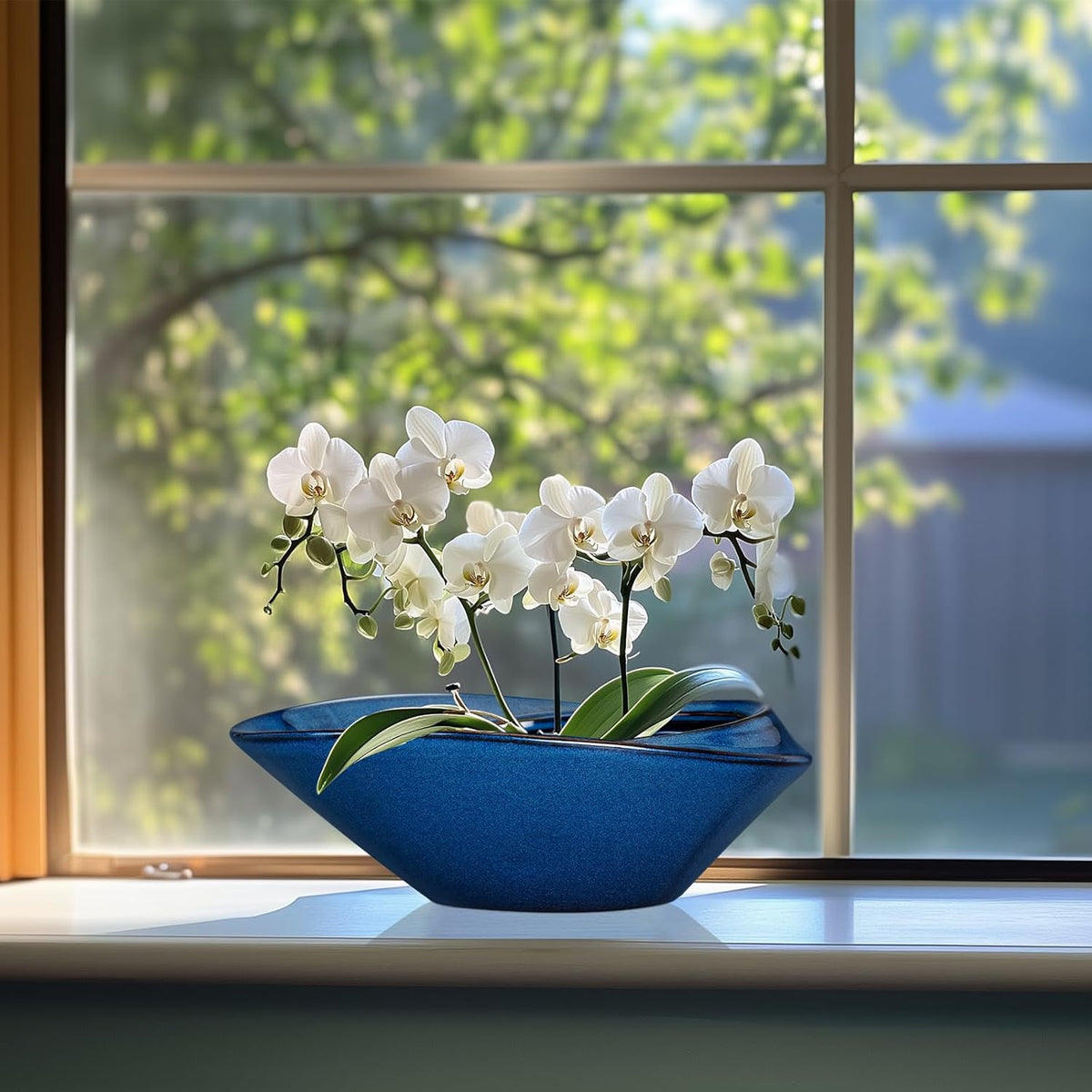 Bonsai Tree Pot - Ceramic Planter Pot with Drainage Hole 12 Inch Bonsai Pots Decorative Orchid