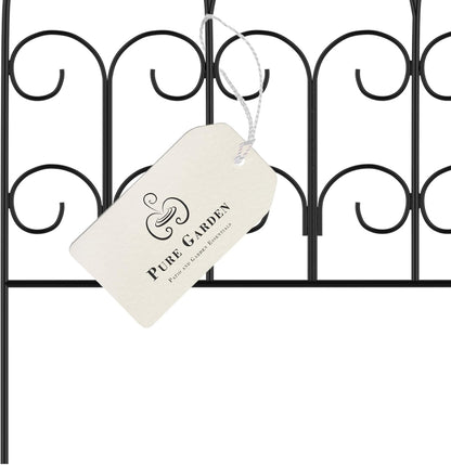 Metal Garden Fencing - Set of 5 Interlocking Panels for Flower Beds and Landscaping - Decorative