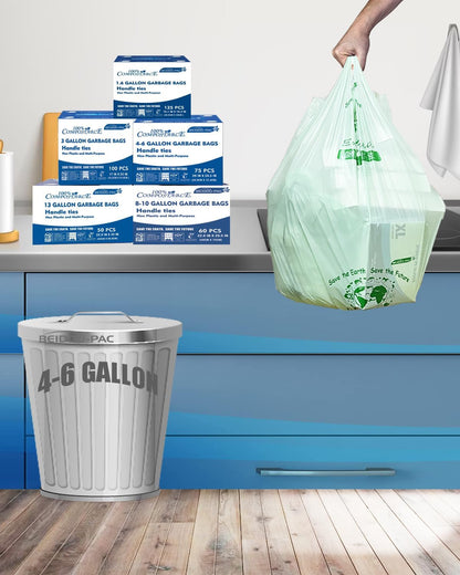 4-6 Gallon Compostable Trash Bags, 75 Count, Kitchen Compost Bags With Handle, Sturdy Biodegradable