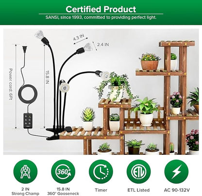 SANSI LED Grow Lights for Indoor Plants, Lifetime Free Bulb Replacement, 600W Full Spectrum