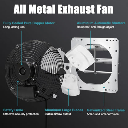 Criditpid 14 Inch Shutter Exhaust Fan, Wall Mounted Vent Fan for Garage, Attic, Greenhouse, Shop