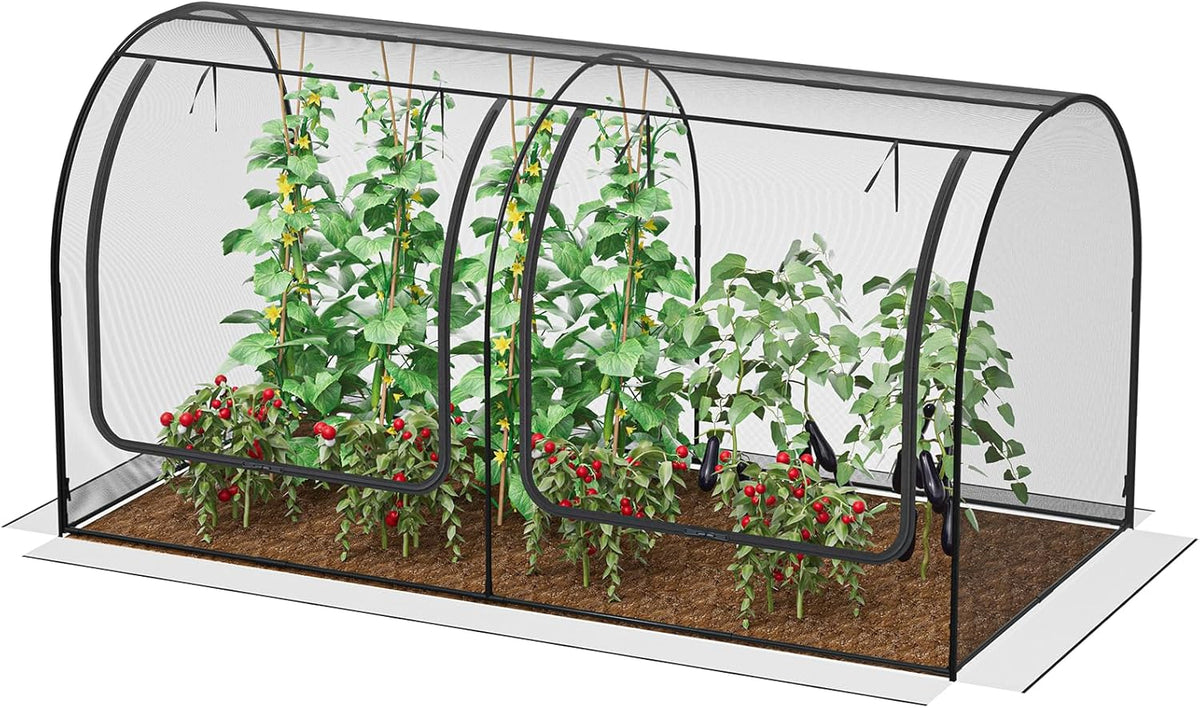 SPECILITE 98x49x49in Garden Plant Netting Mesh Cover for Raised Bed with Roll-up Zipper Door for