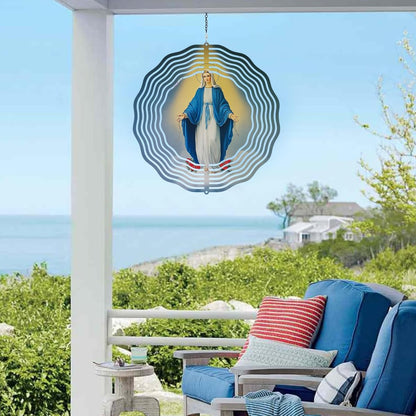 Virgin Mary Wind Spinner, Metal Wind Spinners Outdoor Indoor, Religious Virgin Mary Hanging Garden