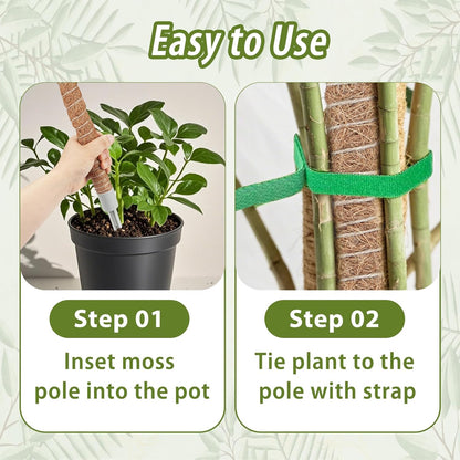 2 Pack Moss Pole, 28 Inch Monstera Plant Support, Moss Poles for Climbing Indoor Plants, Handmade
