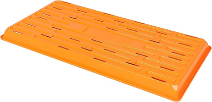 SUNPACK 10" x 20" Heavy Duty Shallow Plastic Seed Starting Tray, Orange, 1" (Pack of 10) - Lined
