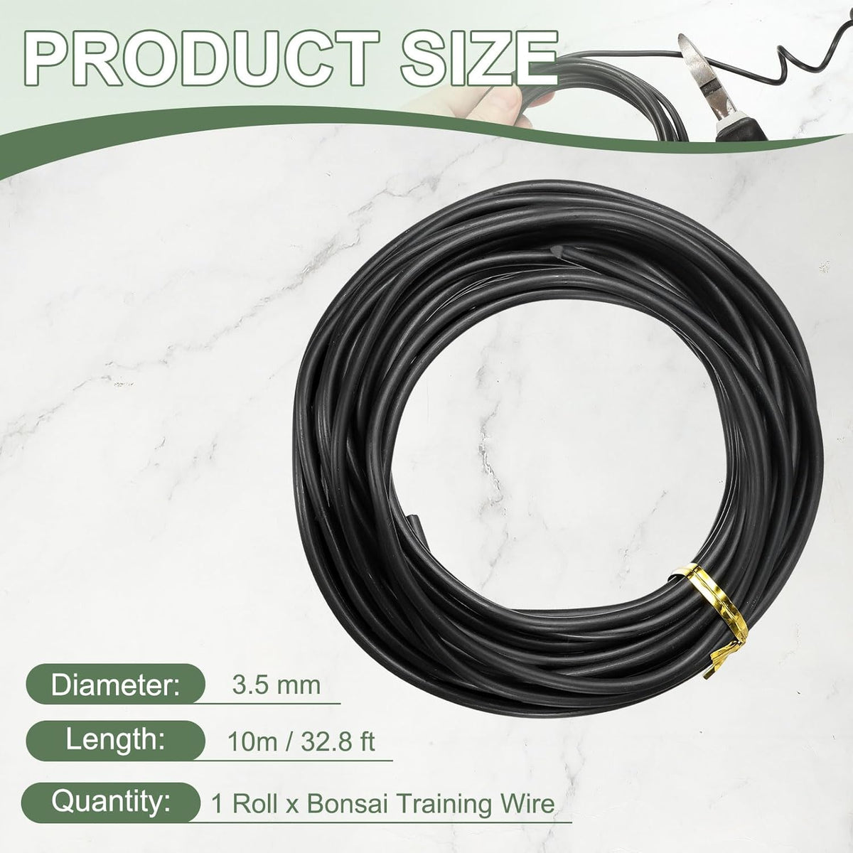 Bonsai Training Wire, 3.5mm x 32.8 ft Anodized Aluminum Floral Plant Training Wire Bendable Metal