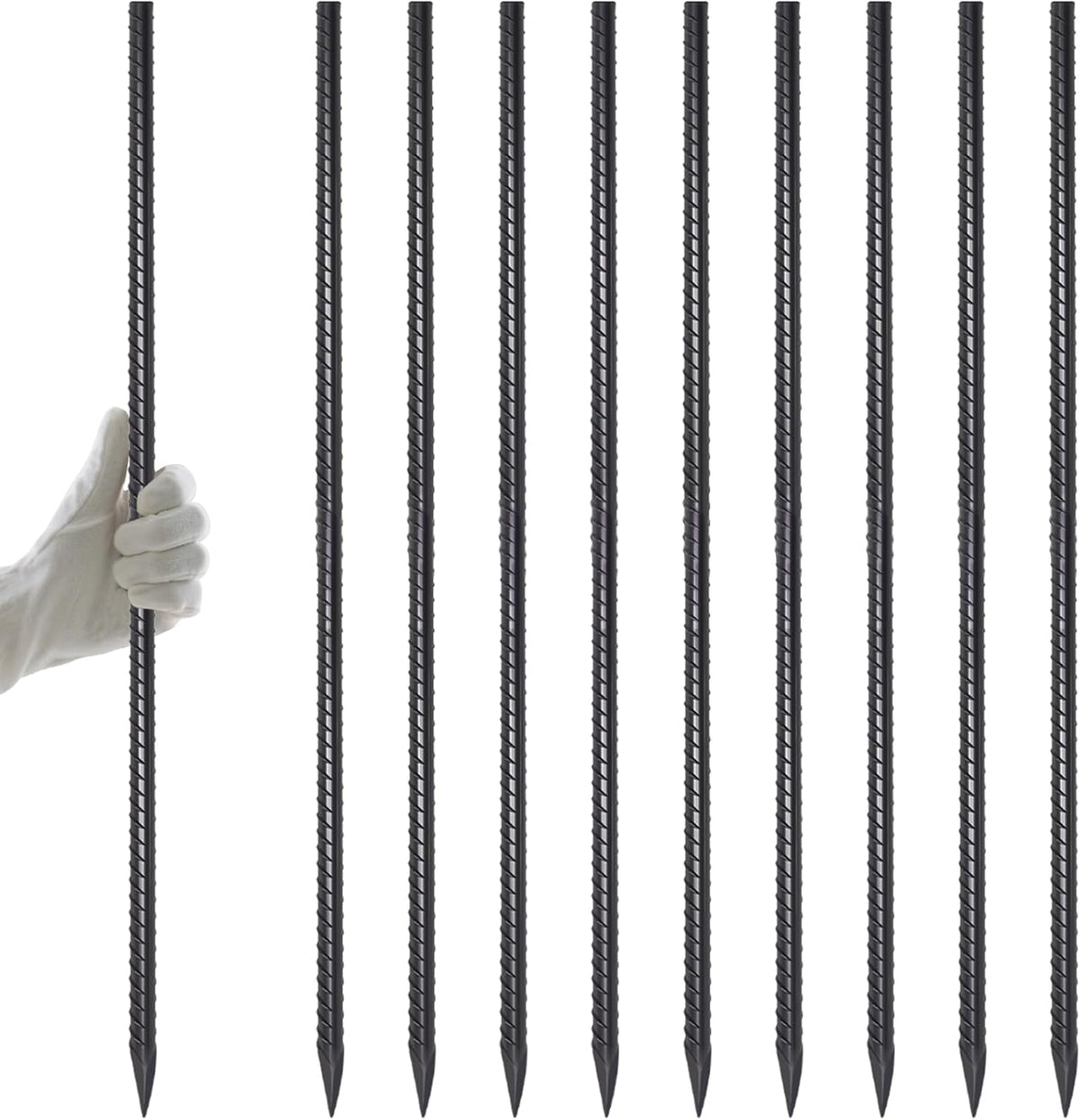 AAGUT 40" Rebar Stakes 1/2" 10 Pcs, Straight Ground Stakes Heavy Duty Landscpe Timber Spikes with