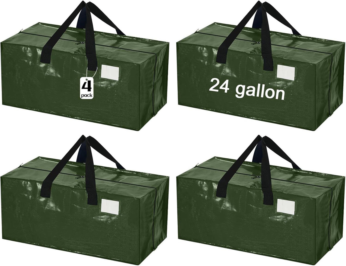 4 Pcs 24 Gallon Large Moving Bags with Zipper and Handles Foldable Storage Duffle Bags Heavy Duty