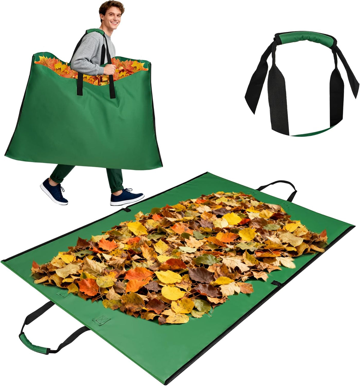 Leaf Bag for Collecting Leaves, 600D Oxford Cloth Collapsible Reusable Garden Yard Waste Tarp