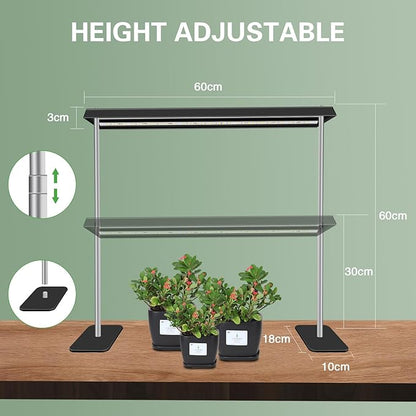 LED Grow Lights for Seed Starting with Stand, 2ft 60W Full Spectrum Seedling Lights Grow Lights for