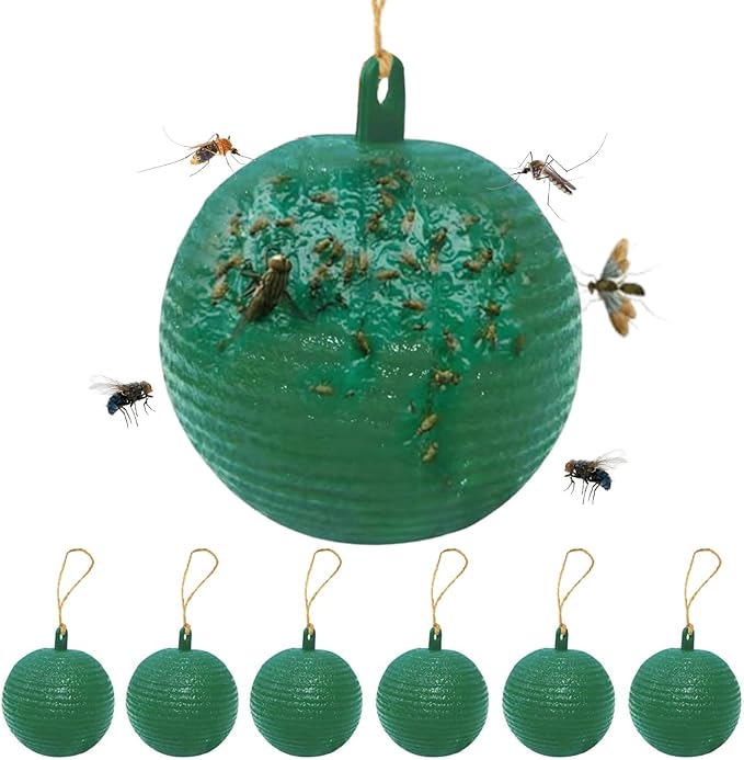 Fruit Fly Traps Ball Fly Trap Indoor, 6 PCS Hanging Bugs Sticky Ball Fly Trap Outdoor, Gnat Trap