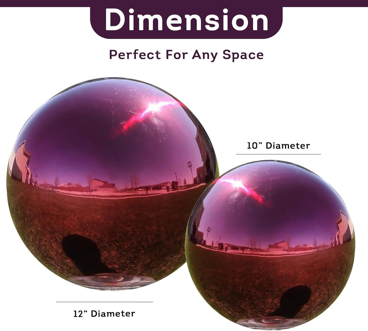 Lily's Home 10" Diameter Stainless Steel Gazing Globe Mirror Ball, Colorful and Shiny Addition to