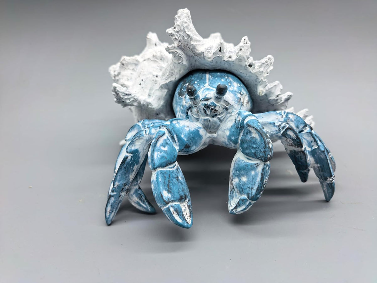 VVGIFTS Beach Coastal Decor Blue Hermit Crab with Shell Figurines Decor Home Office Desk Sculpture