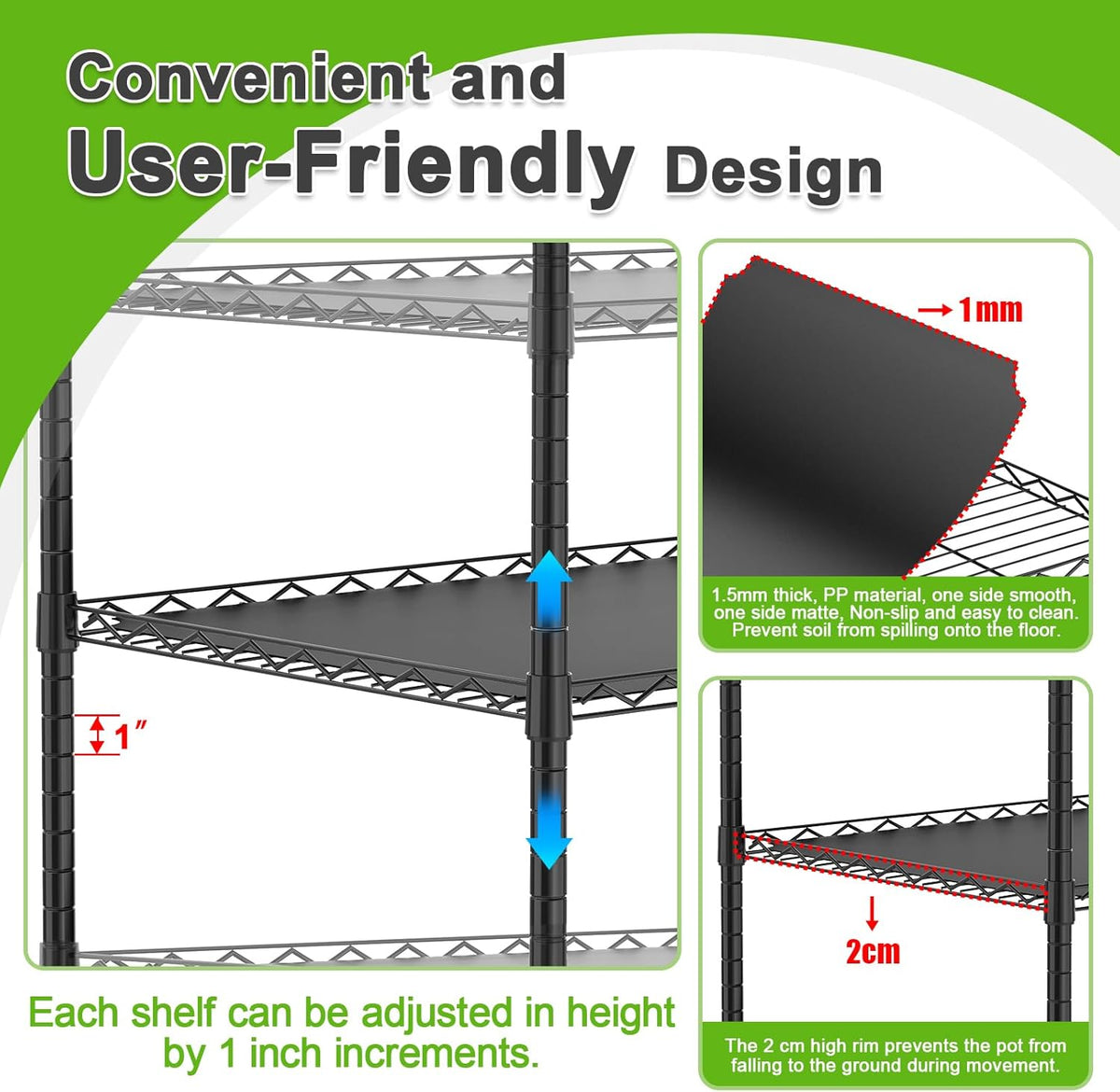 Abimars 5-Tier Greenhouse with Caster Wheel, Each Shelf Height Adjustable Metal Plant Shelf with